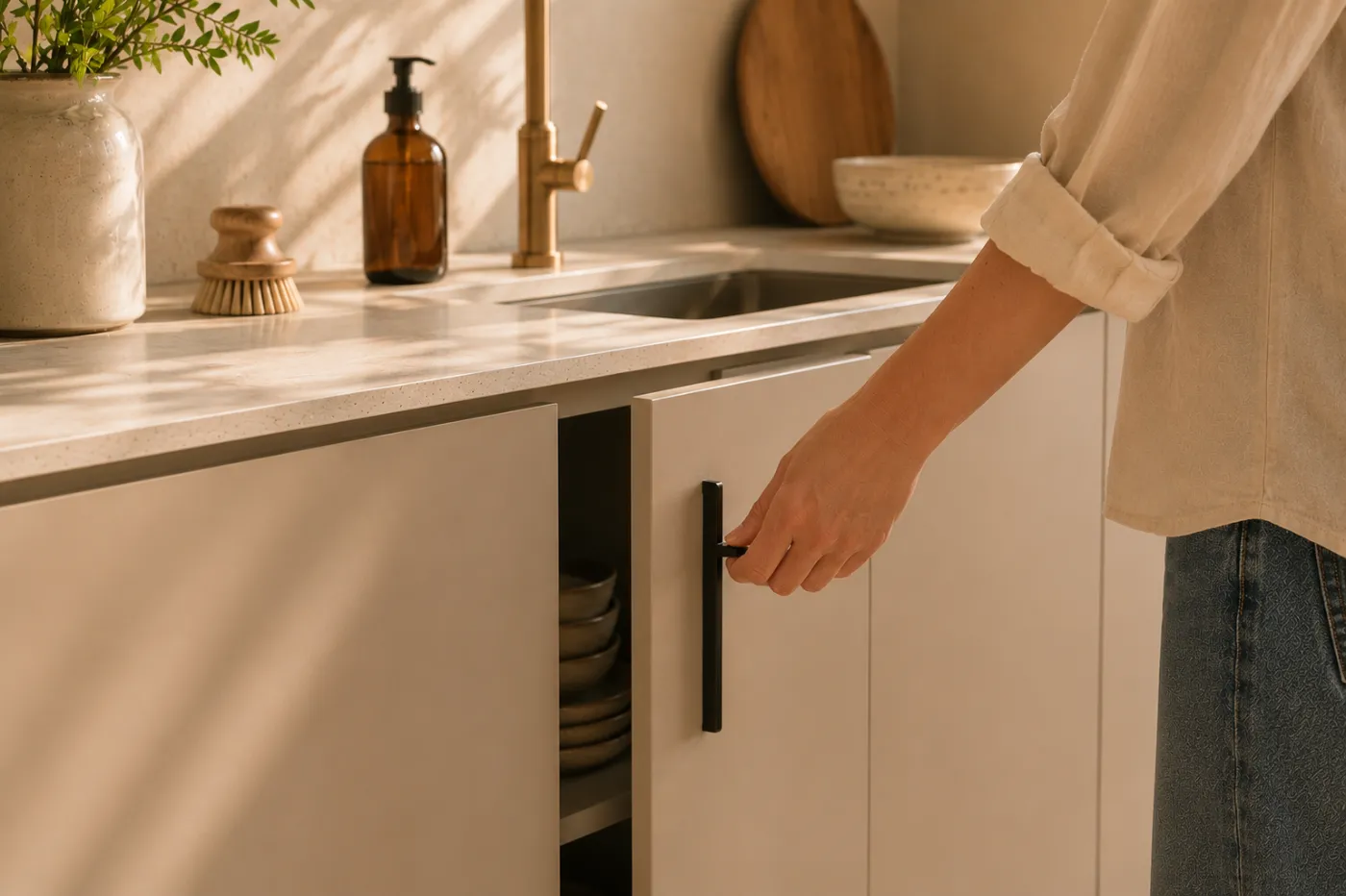 Tiradores y sistemas de apertura para una cocina cómoda y bien acabada